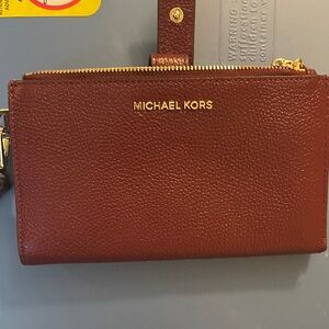 Michael Kors Chestnut Leather Wristlet